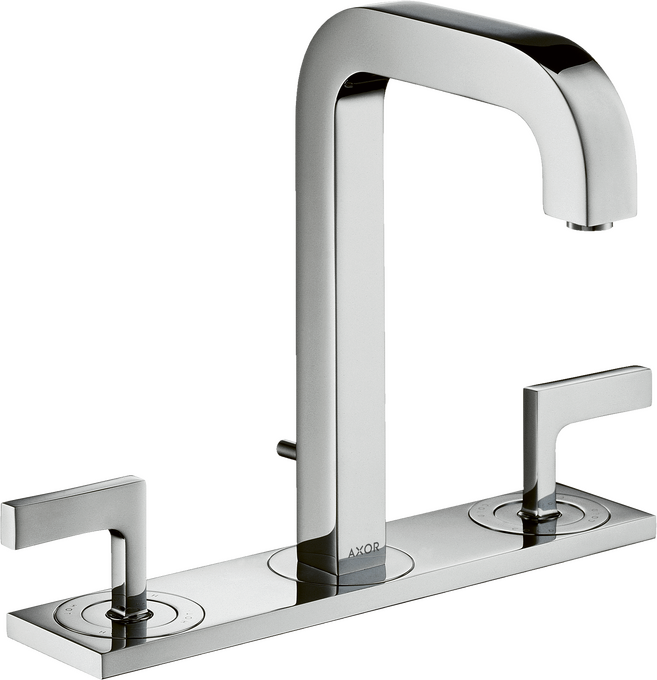 AXOR Washbasin mixers: AXOR Citterio, 3-hole basin mixer 170 with spout 140 mm, lever handles, plate and pop-up waste set, Item No. 39136000 AXOR Washbasin mixers: AXOR Citterio, 3-hole basin mixer 170 with spout 140 mm, lever handles, plate and pop-up waste set, Item No. 39136000