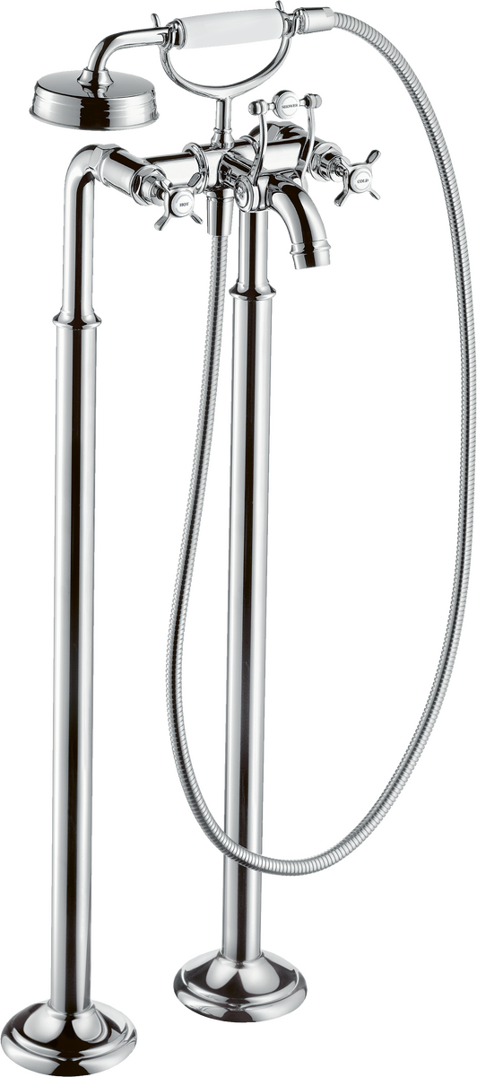 2-handle bath mixer floor-standing with cross handles