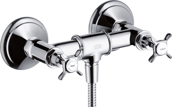2-handle shower mixer for exposed installation with cross handles
