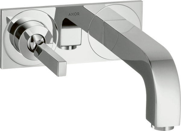 Single lever basin mixer for concealed installation wall-mounted with pin handle, spout 160 mm and plate