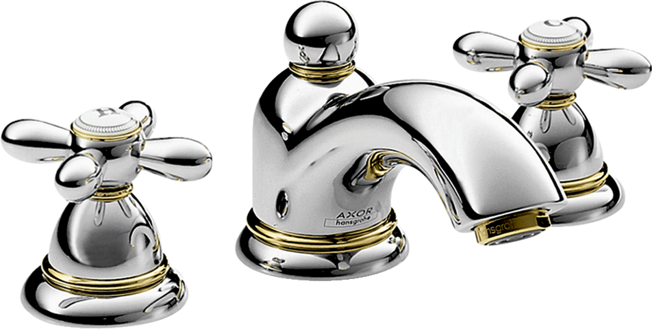 3-hole basin mixer 50 with pop-up waste set and cross handles