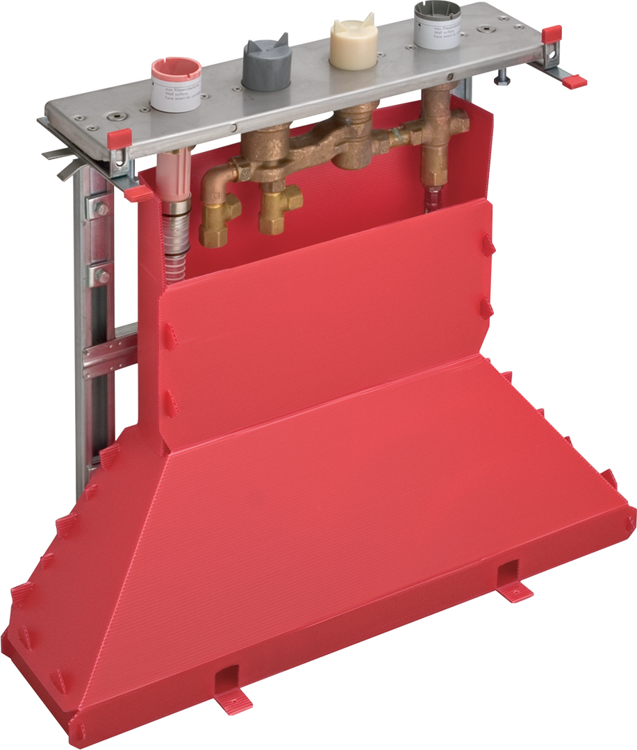 Basic set for 4-hole tile mounted thermostatic bath mixer