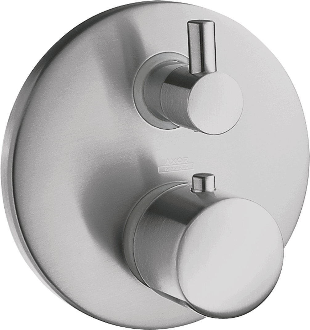 Termostatarmatur med afspærring og omskifter