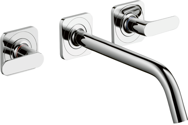 3-hole basin mixer for concealed installation wall-mounted with spout 226 mm, lever handles and escutcheons