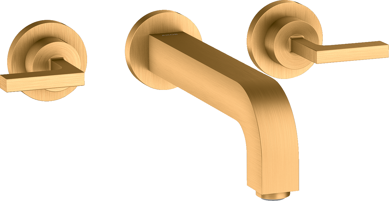 暗装墙出水三孔面盆龙头，出水嘴222mm，带一字把手和装饰盖