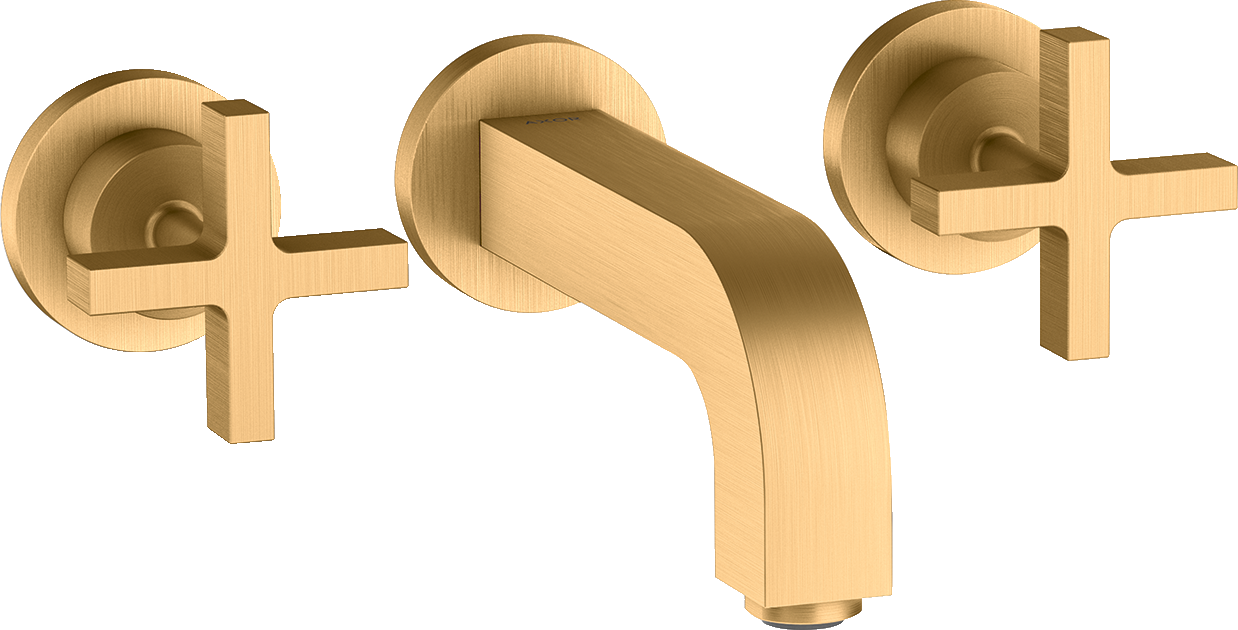 Rubinetteria 3 fori lavabo ad incasso a parete con bocca d'erogazione 162 mm