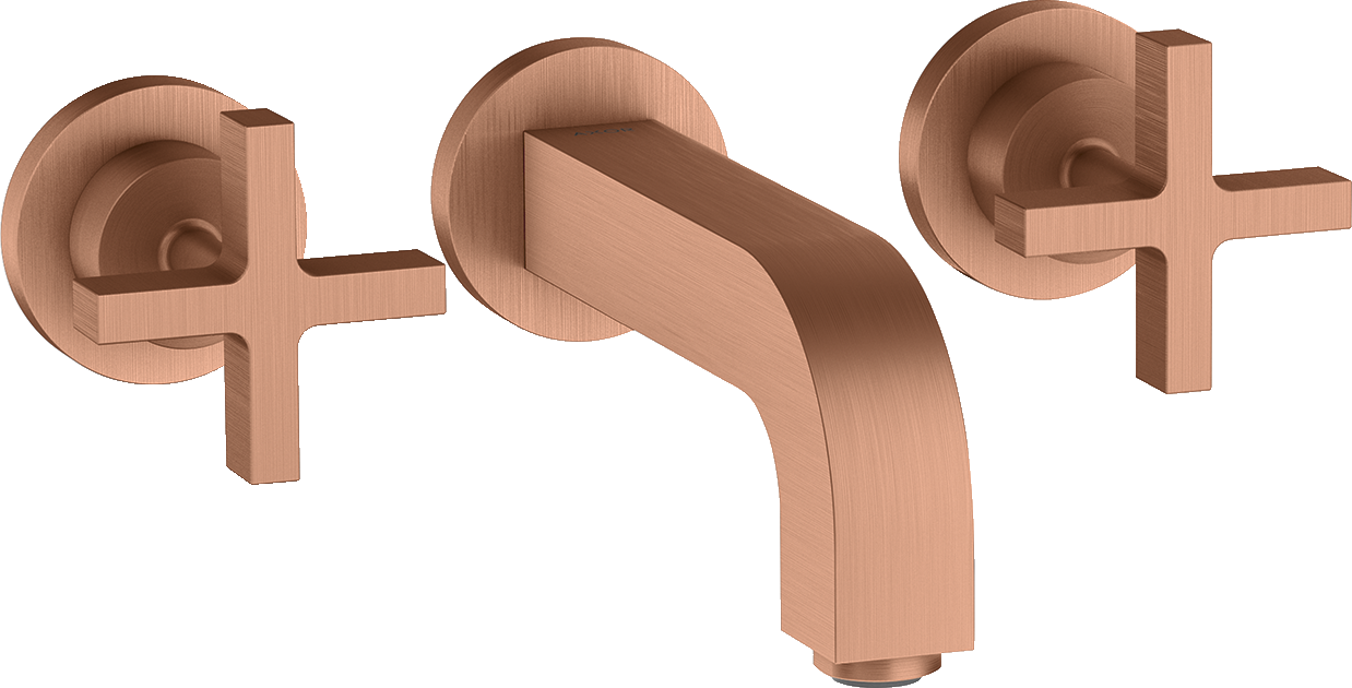 Rubinetteria 3 fori lavabo ad incasso a parete con bocca d'erogazione 162 mm