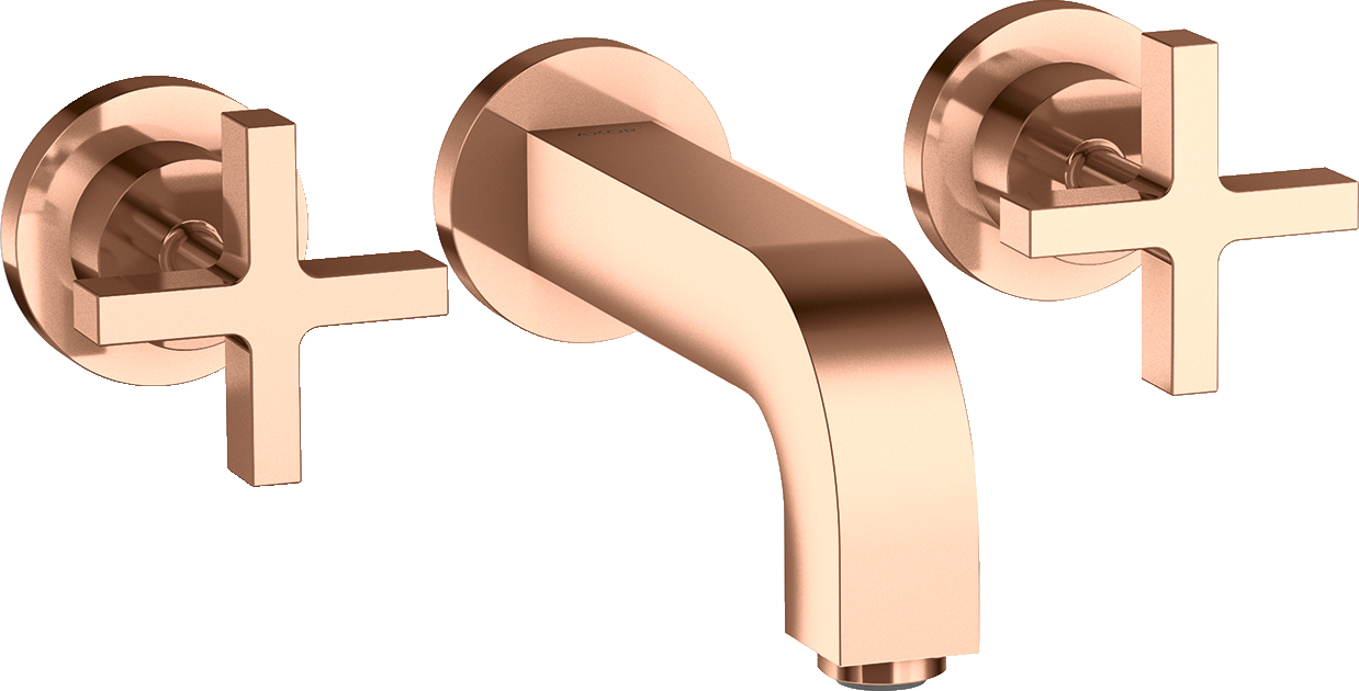 Rubinetteria 3 fori lavabo ad incasso a parete con bocca d'erogazione 162 mm