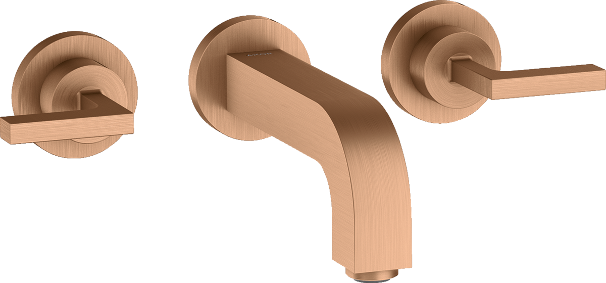 暗装墙出水三孔面盆龙头，出水嘴162mm，带一字把手和装饰盖