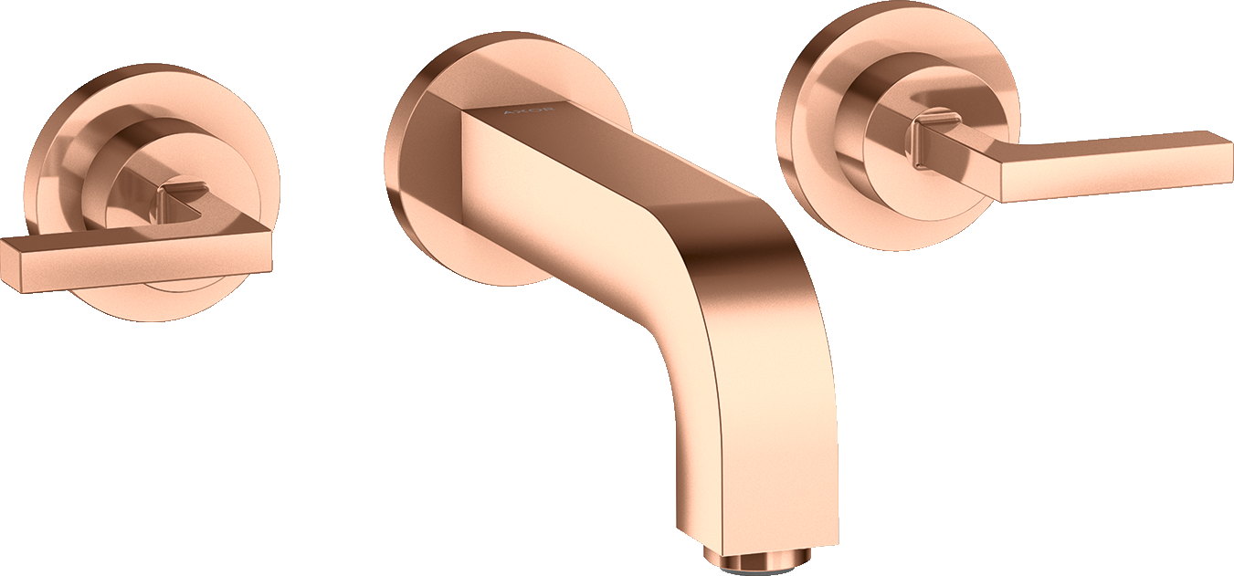 暗装墙出水三孔面盆龙头，出水嘴162mm，带一字把手和装饰盖