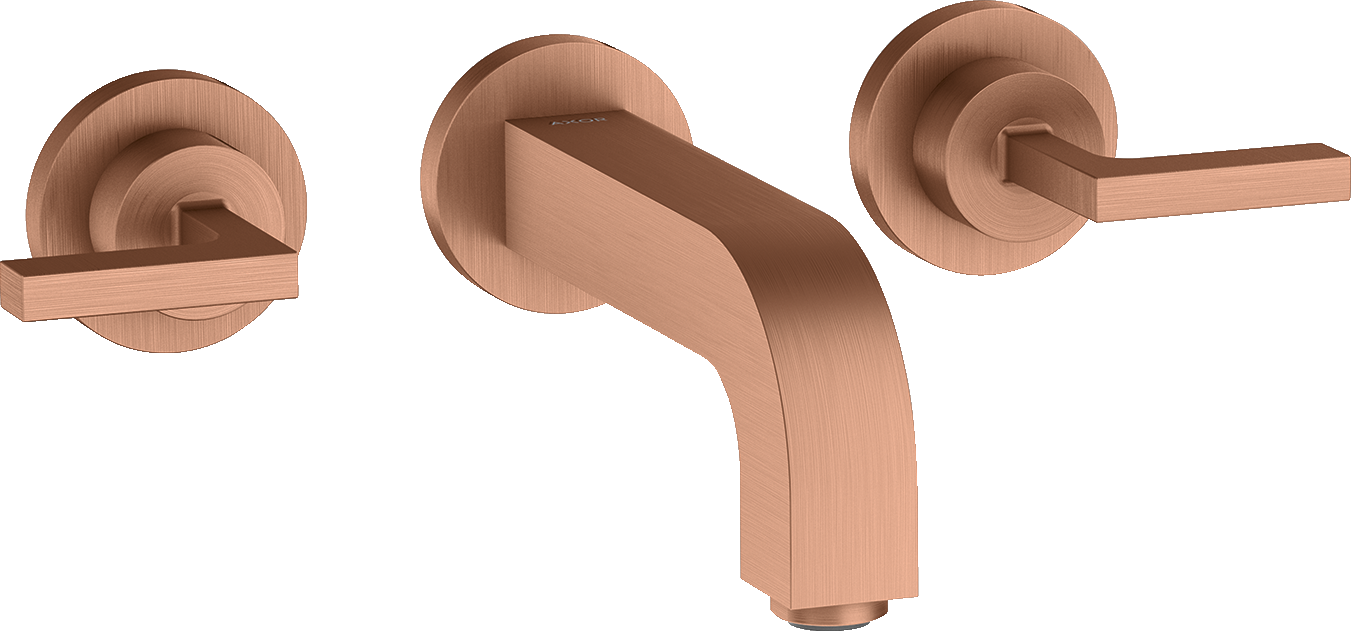 Batería americana de lavabo empotrada de palancas con chapetones y caño 162 mm