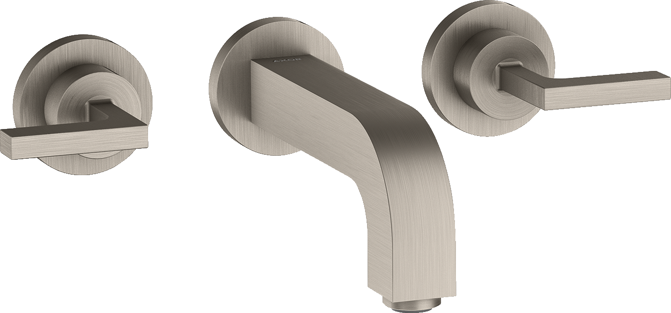 Batería americana de lavabo empotrada de palancas con chapetones y caño 162 mm