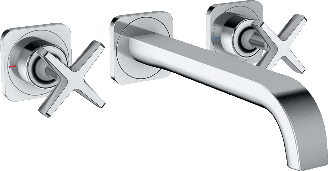 3-hole basin mixer for concealed installation wall-mounted with spout 220 mm and escutcheons