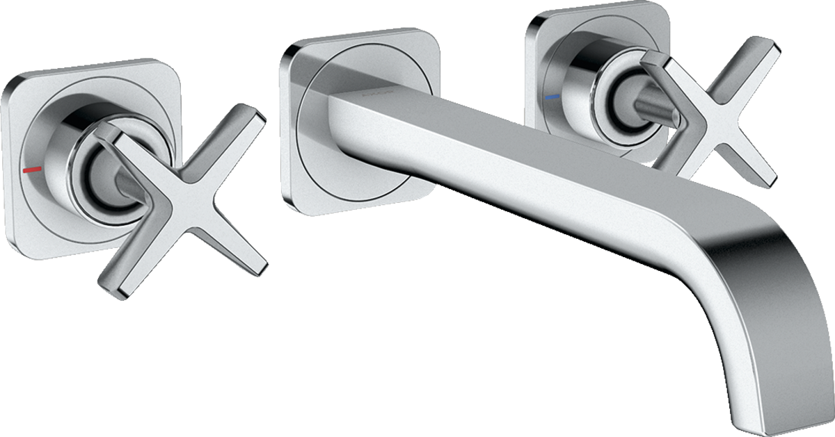 3-hole basin mixer for concealed installation wall-mounted with spout 220 mm and escutcheons