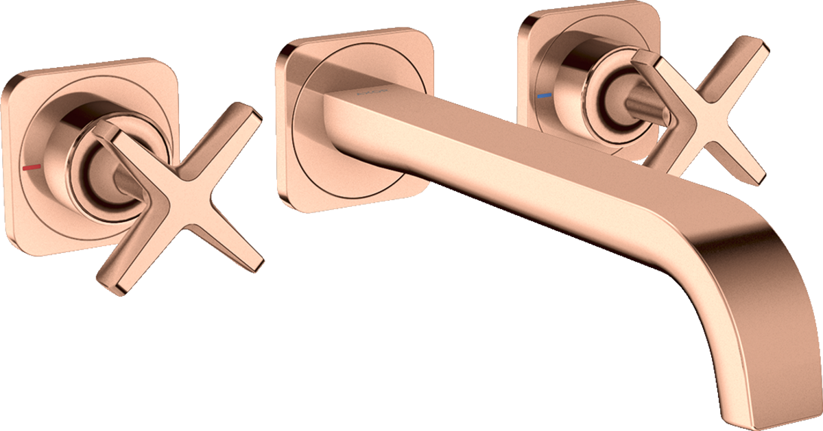 3-hole basin mixer for concealed installation wall-mounted with spout 220 mm and escutcheons