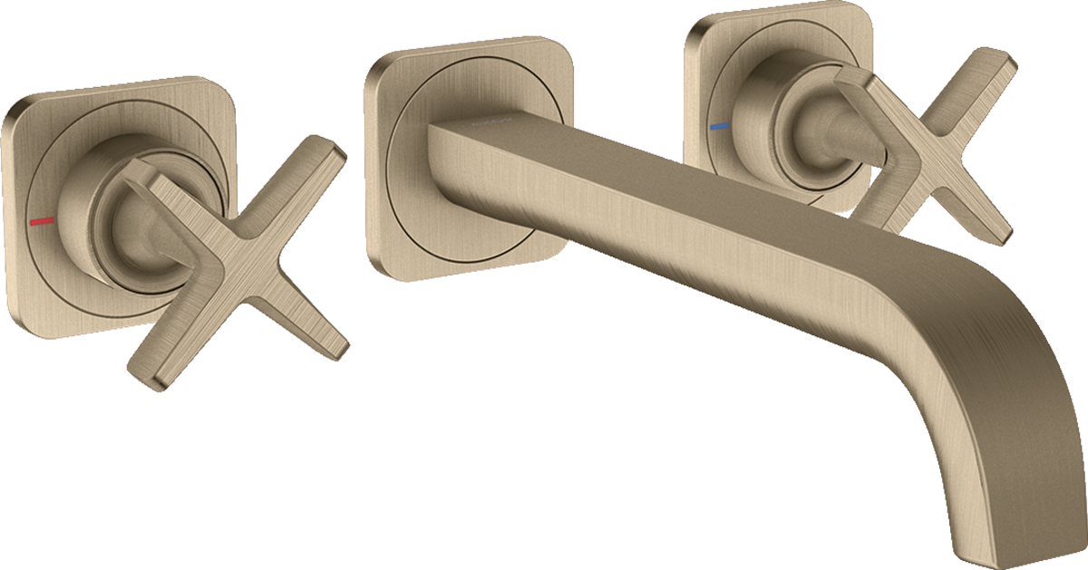 3-hole basin mixer for concealed installation wall-mounted with spout 220 mm and escutcheons