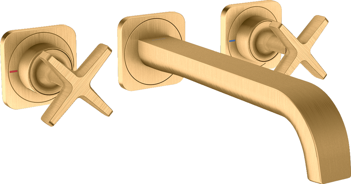 3-hole basin mixer for concealed installation wall-mounted with spout 220 mm and escutcheons