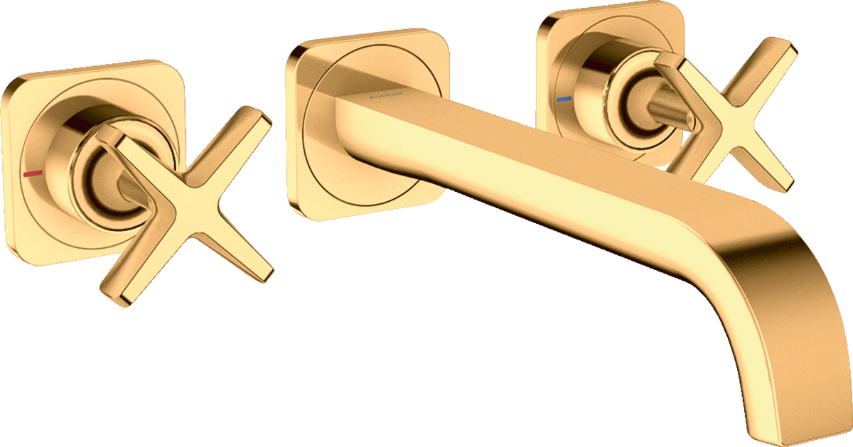 3-hole basin mixer for concealed installation wall-mounted with spout 220 mm and escutcheons