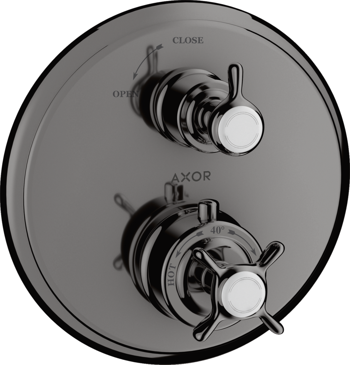 Thermostat for concealed installation with cross handle and shut-off valve