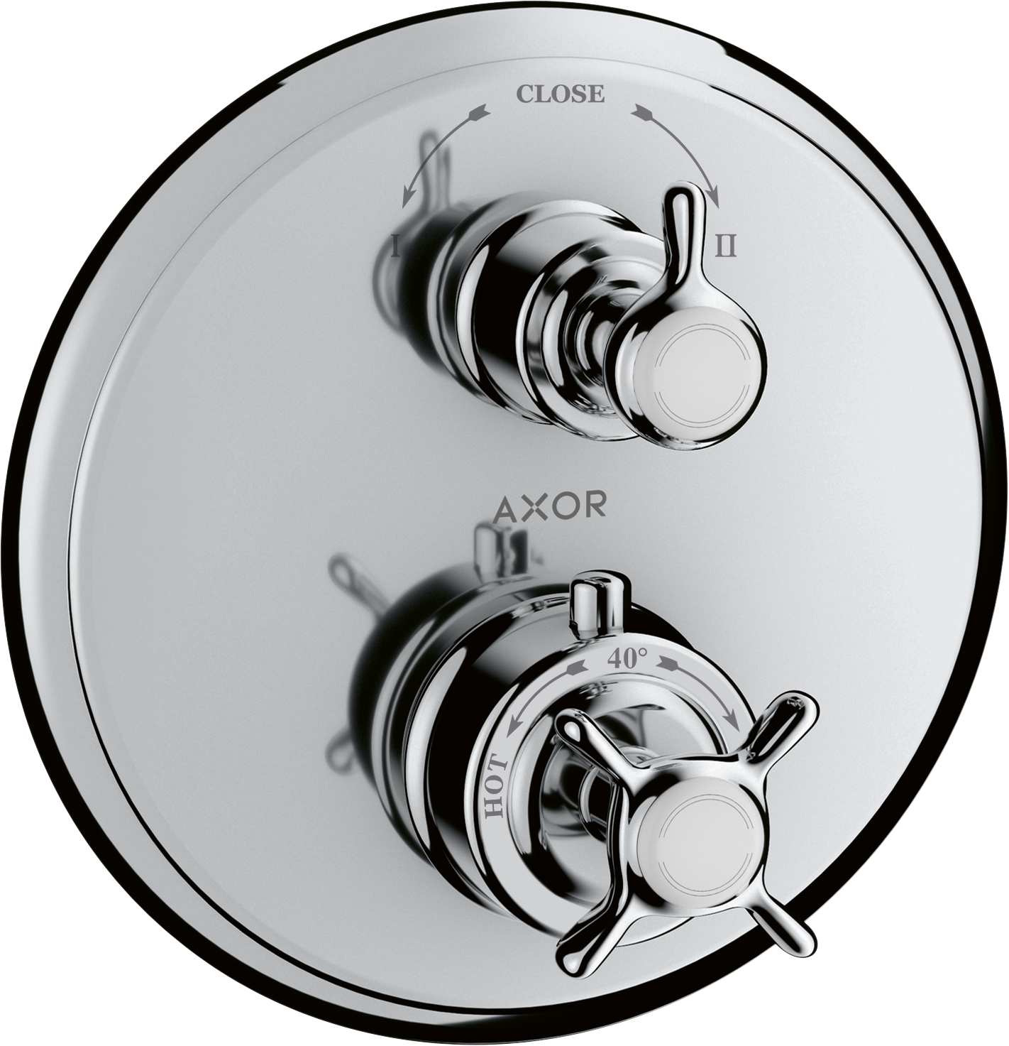 暗装恒温龙头，带十字把手和开关/分水器