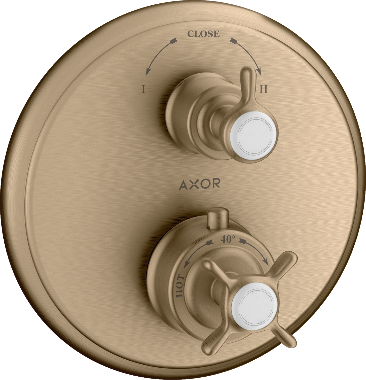 Thermostat for concealed installation with cross handle and shut-off/ diverter valve