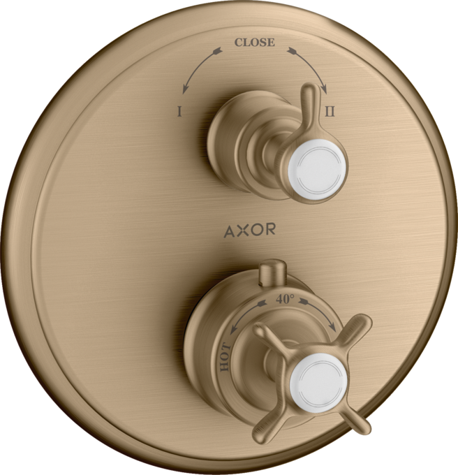 AXOR Montreux Thermostatique encastré avec robinet d'arrêt/inverseur, poignée croisillon — 16820140
