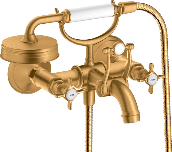 2-handle bath mixer for exposed installation with cross handles