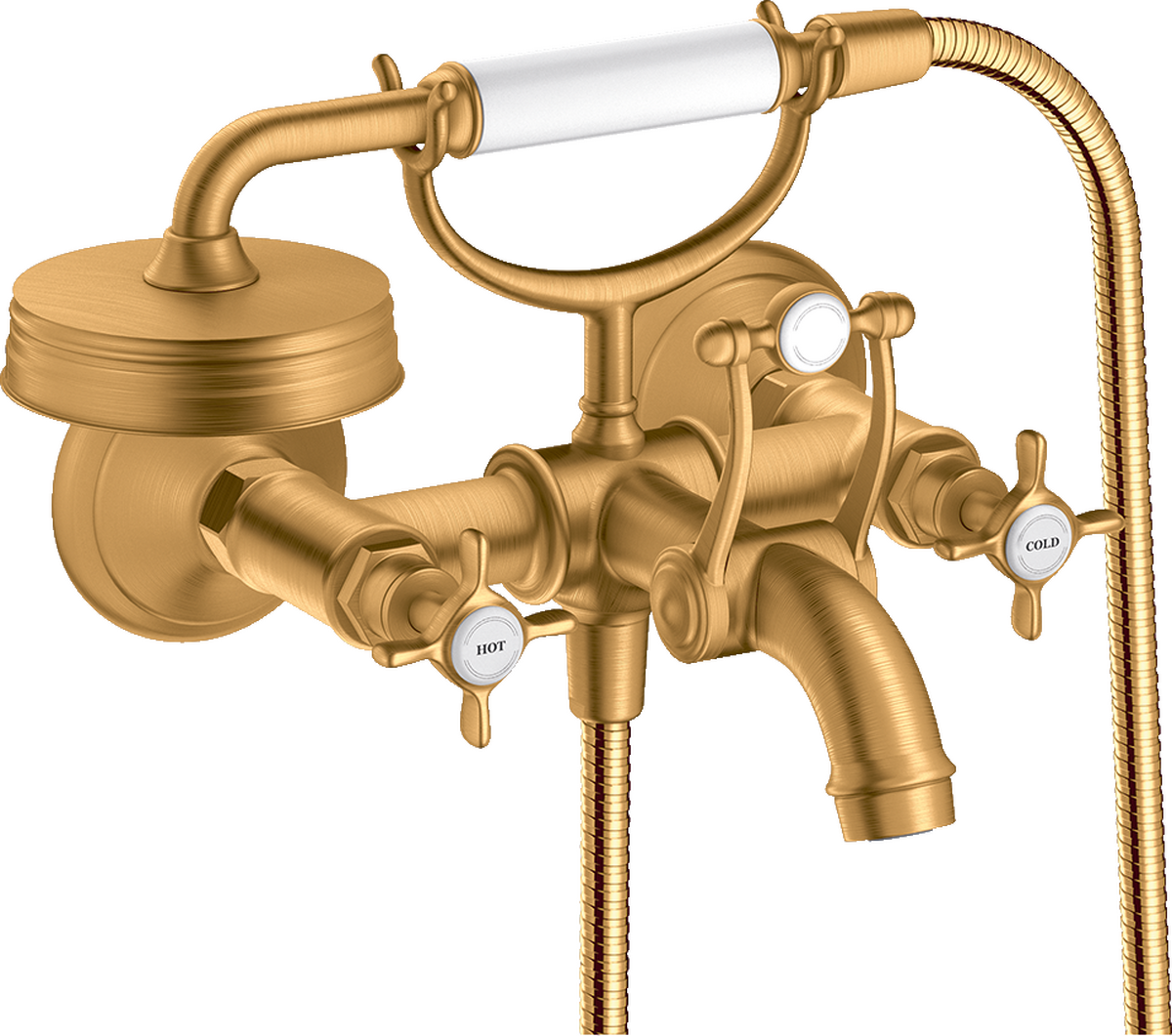 2-handle bath mixer for exposed installation with cross handles