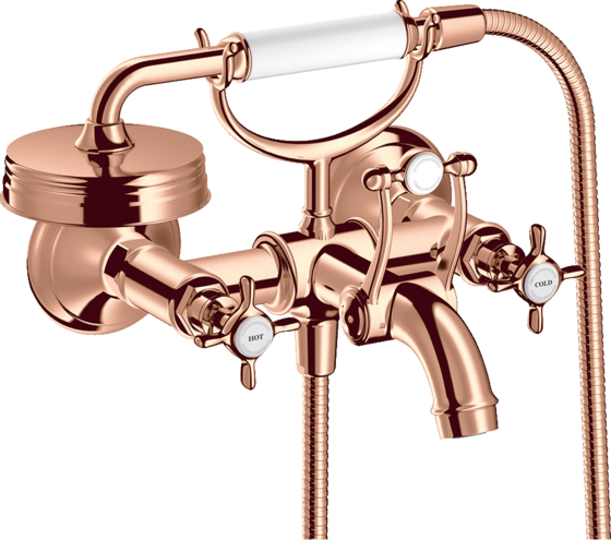 2-handle bath mixer for exposed installation with cross handles