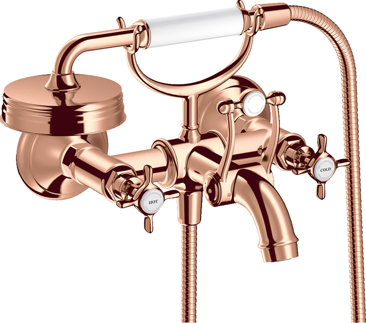 2-handle bath mixer for exposed installation with cross handles