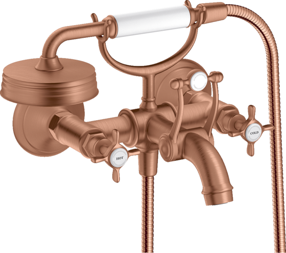 2-handle bath mixer for exposed installation with cross handles