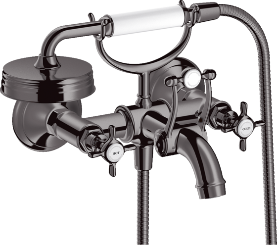 2-handle bath mixer for exposed installation with cross handles