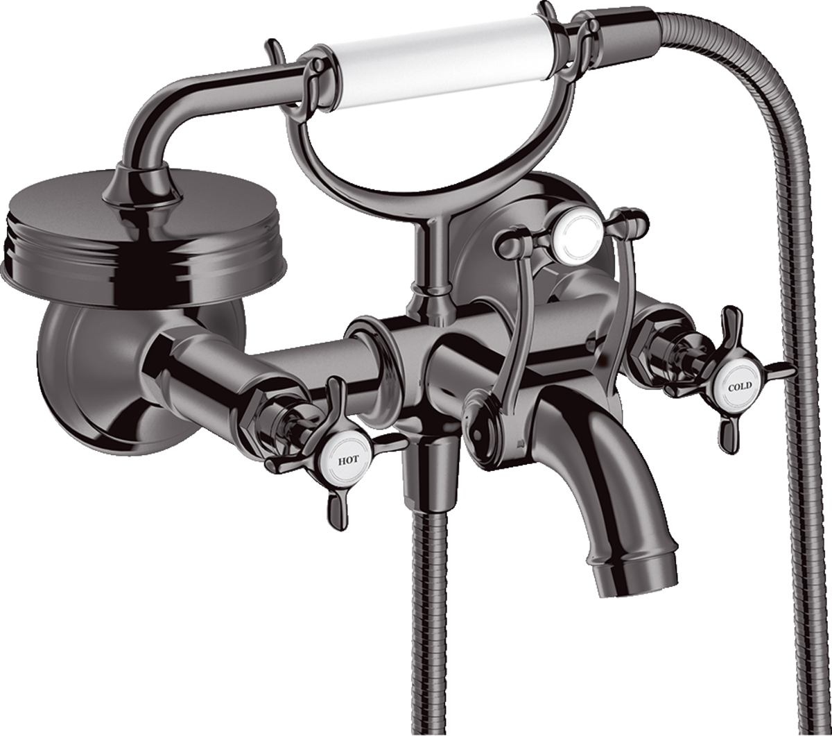 2-handle bath mixer for exposed installation with cross handles