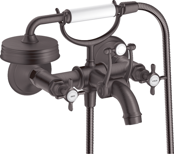 2-handle bath mixer for exposed installation with cross handles