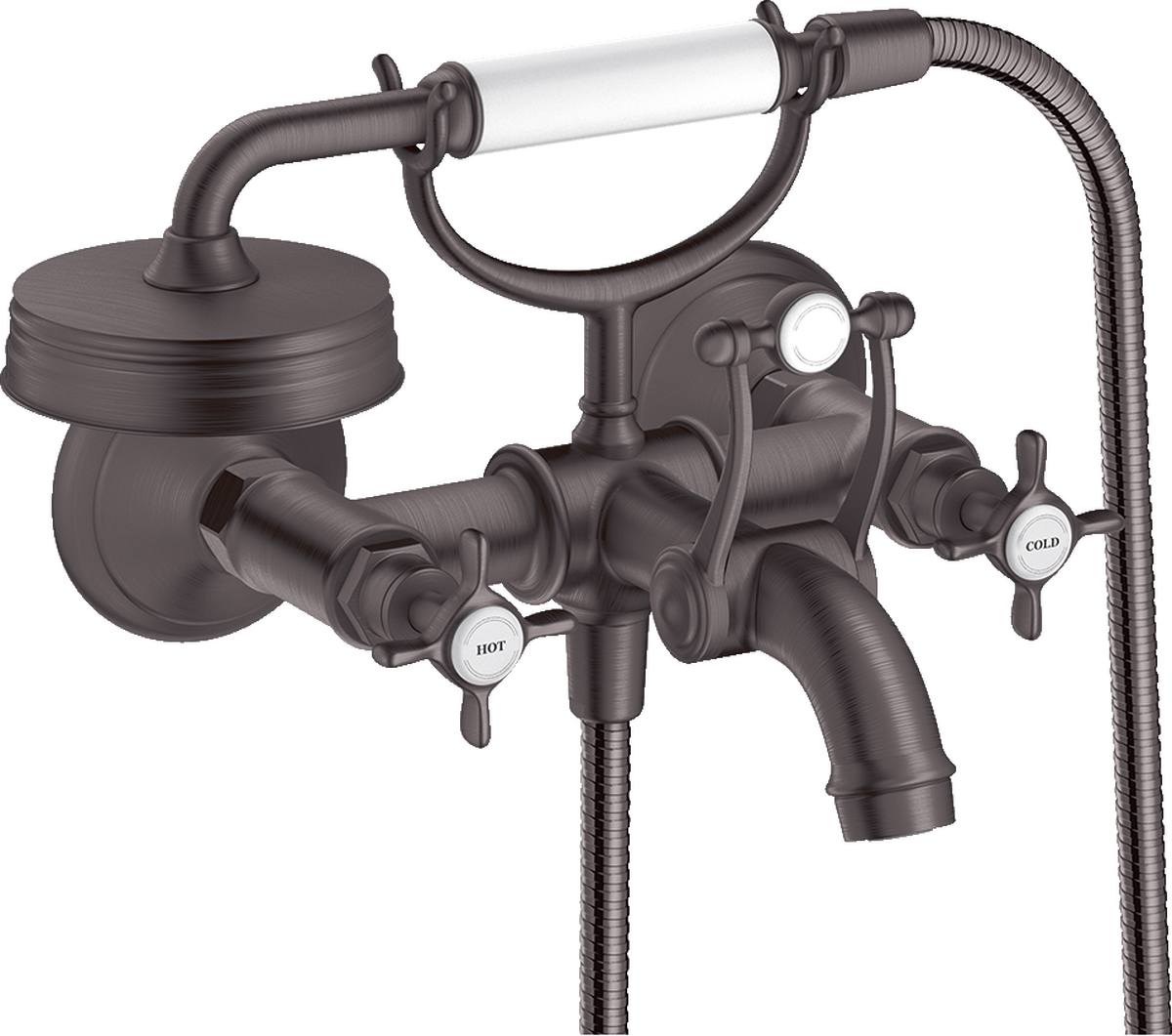 2-handle bath mixer for exposed installation with cross handles