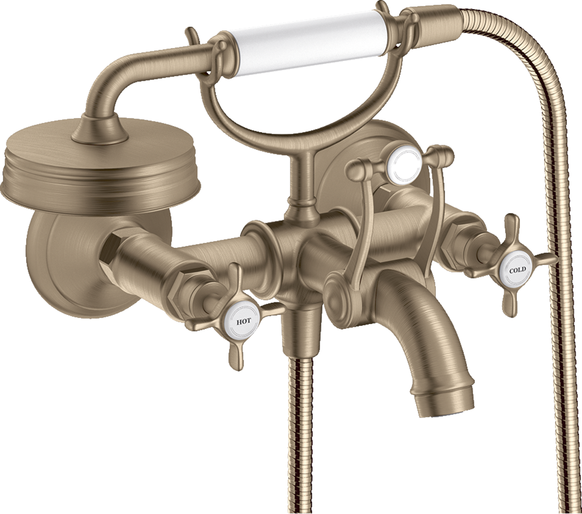 2-handle bath mixer for exposed installation with cross handles