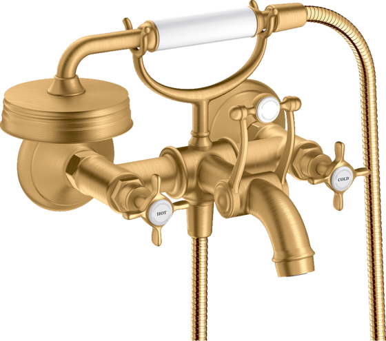 2-handle bath mixer for exposed installation with cross handles