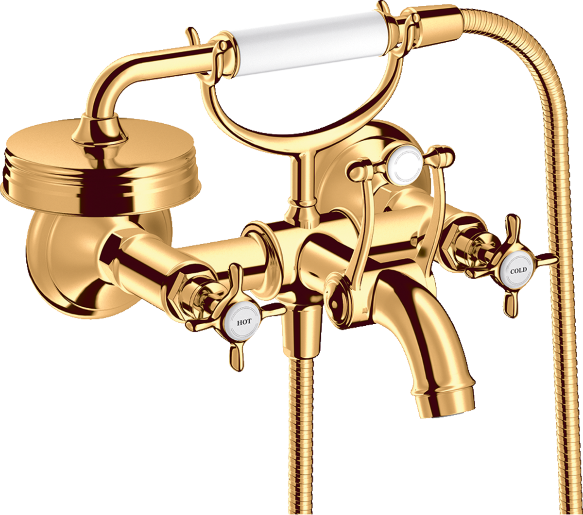 2-handle bath mixer for exposed installation with cross handles