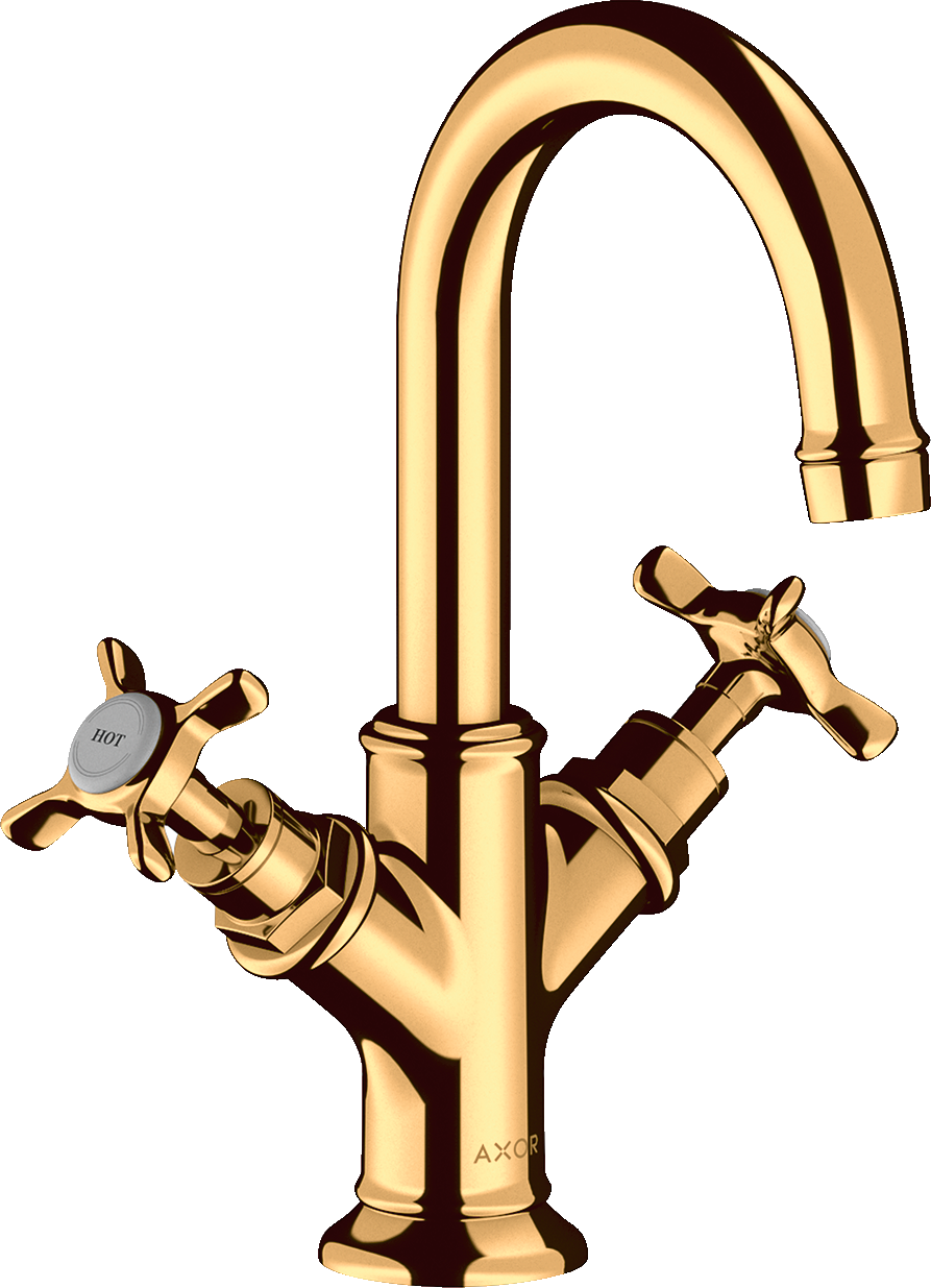 Mezclador bimando de lavabo 160 con manecilla  de cruceta y vaciador automático