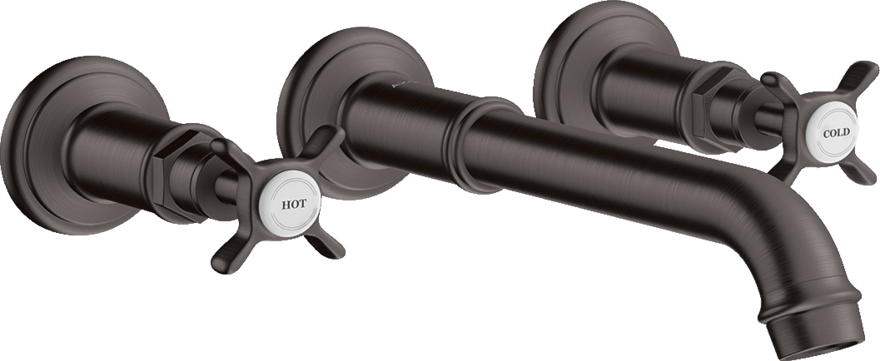 3-hole basin mixer for concealed installation wall-mounted with spout 165 - 225 mm and cross handles