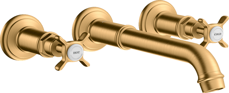 3-hole basin mixer for concealed installation wall-mounted with spout 165 - 225 mm and cross handles