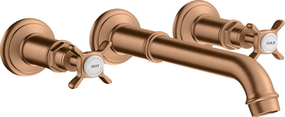 3-hole basin mixer for concealed installation wall-mounted with spout 165 - 225 mm and cross handles