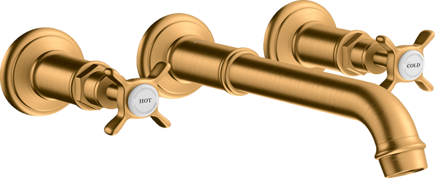 3-hole basin mixer for concealed installation wall-mounted with spout 165 - 225 mm and cross handles