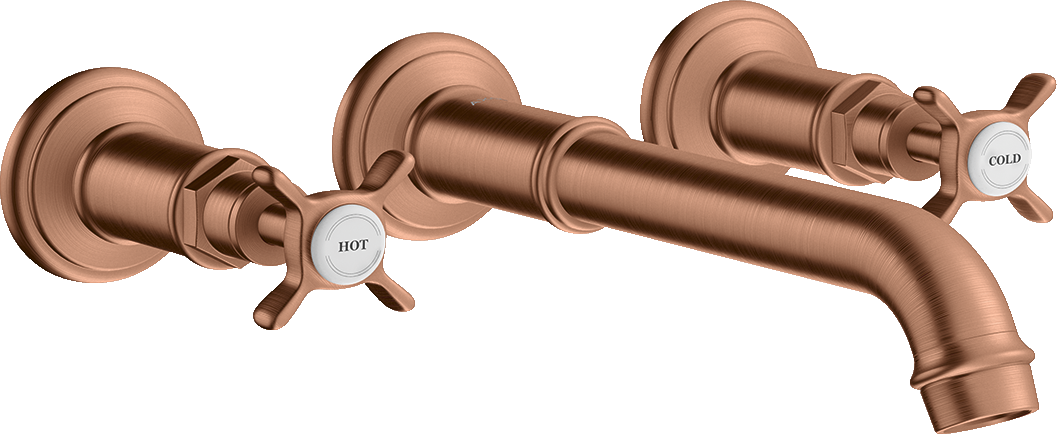 3-hole basin mixer for concealed installation wall-mounted with spout 165 - 225 mm and cross handles