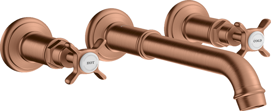 3-hole basin mixer for concealed installation wall-mounted with spout 165 - 225 mm and cross handles