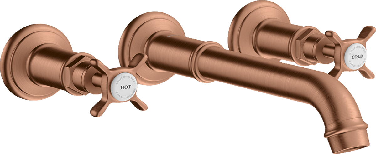 3-hole basin mixer for concealed installation wall-mounted with spout 165 - 225 mm and cross handles