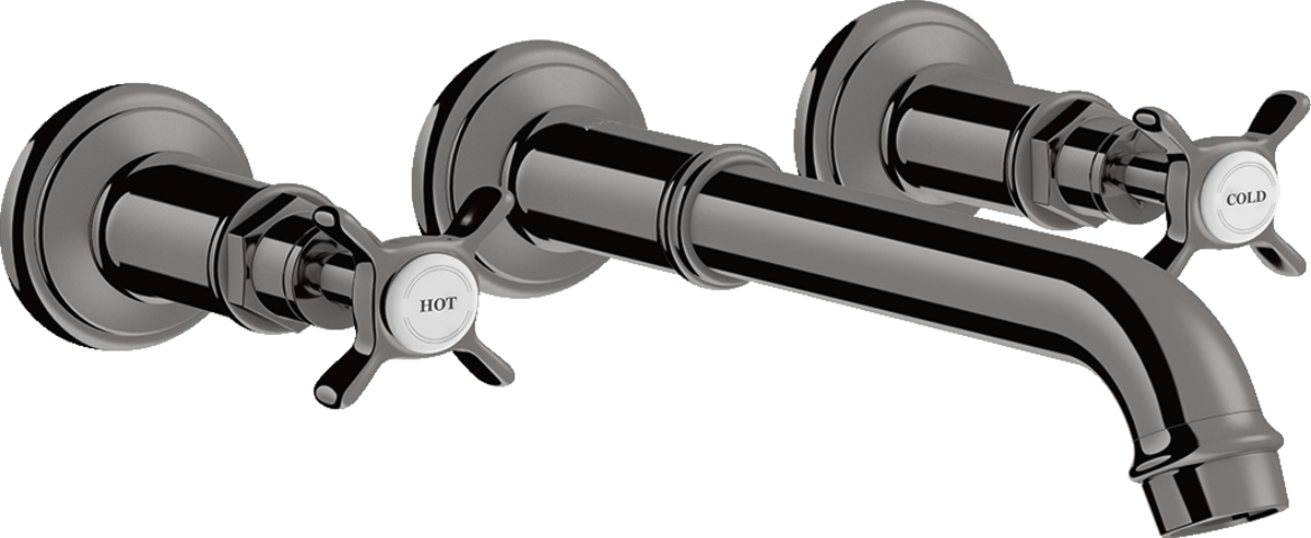 3-hole basin mixer for concealed installation wall-mounted with spout 165 - 225 mm and cross handles