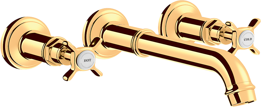 3-hole basin mixer for concealed installation wall-mounted with spout 165 - 225 mm and cross handles