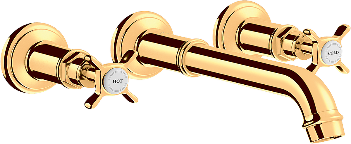 3-hole basin mixer for concealed installation wall-mounted with spout 165 - 225 mm and cross handles