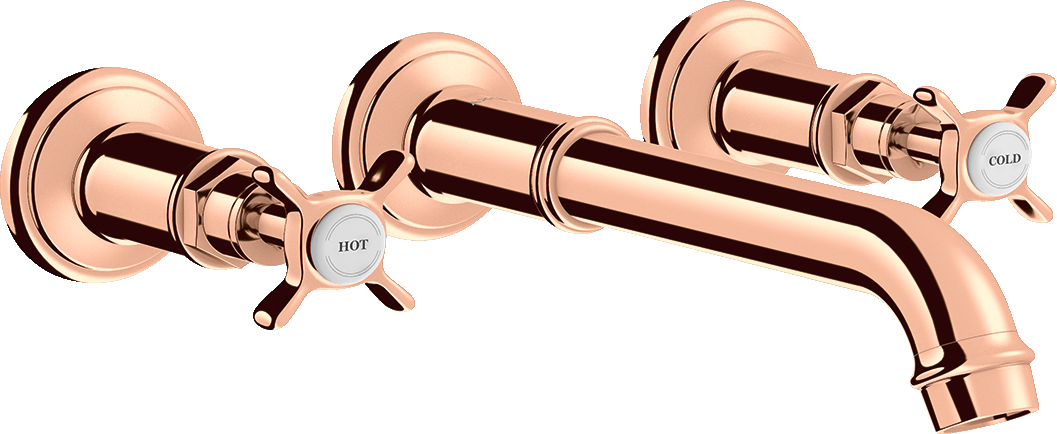 3-hole basin mixer for concealed installation wall-mounted with spout 165 - 225 mm and cross handles